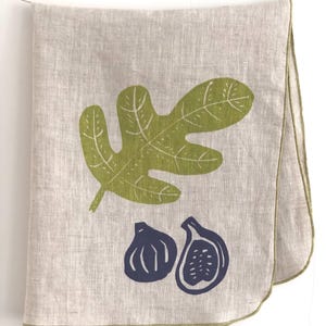 Fig Garden, Linen Tea Towel, Hand printed