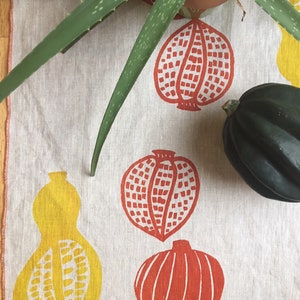 Squash, Garden Linen Fabric, Tea Towel, Retro, Colorful, Bohemian, Anniversary, Eco Towel, Gift for her, Housewarming gift, Vegan, Food image 5