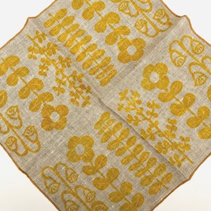Yellow Folk Flowers, Linen Cloth Napkin Set image 5