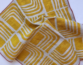 Retro 70s Linen Napkins, yellow