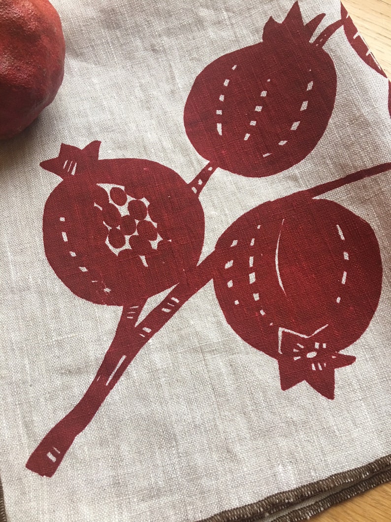 Pomegranate, Tea Towel, Linen Fabric, Autumn, Housewarming, Food, image 5