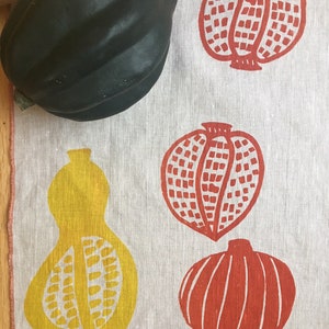 Squash, Garden Linen Fabric, Tea Towel, Retro, Colorful, Bohemian, Anniversary, Eco Towel, Gift for her, Housewarming gift, Vegan, Food image 2