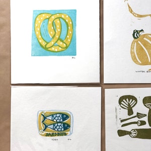 Pretzel linocut Original Food art image 6