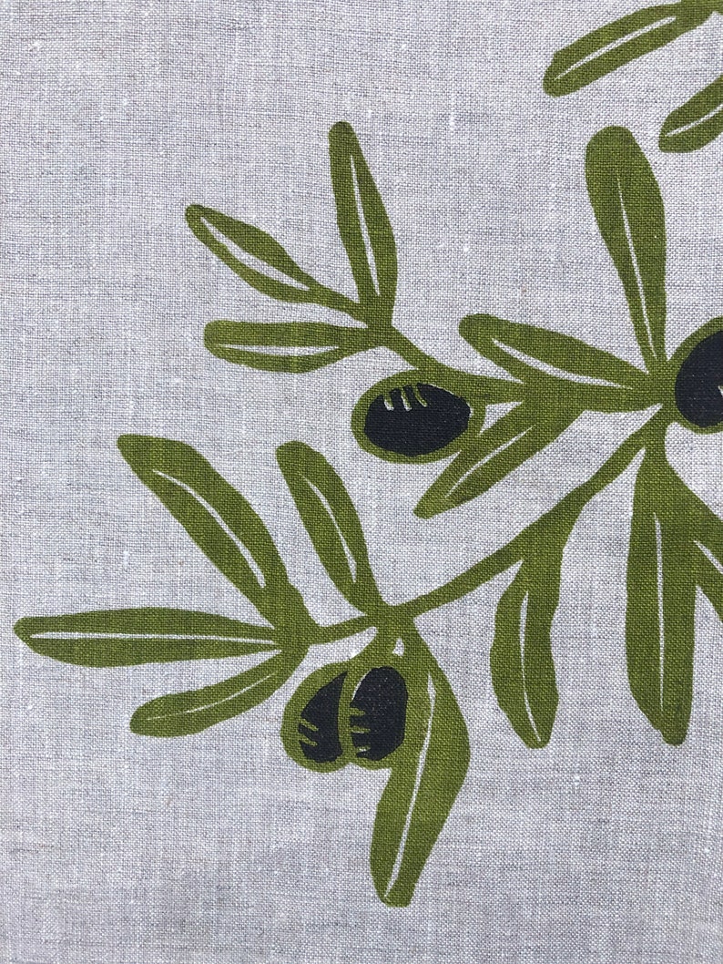 Olive Branch Linen Napkins, Mediterranean, Food, Garden image 3