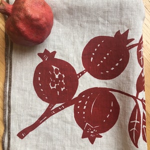 Pomegranate, Tea Towel, Linen Fabric, Autumn, Housewarming, Food, image 2