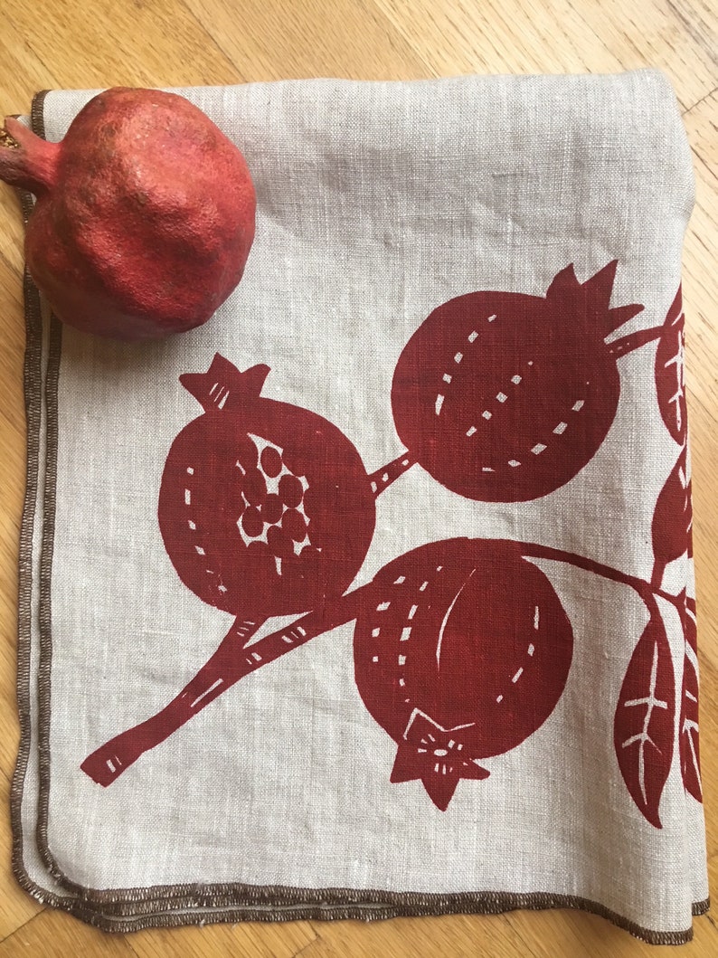 Pomegranate, Tea Towel, Linen Fabric, Autumn, Housewarming, Food, image 2