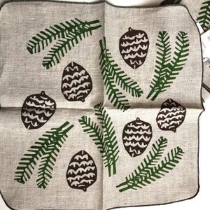 Pine Cone Cloth napkins, linen, botanical ,woodsy gift for nature lover, Christmas table image 6