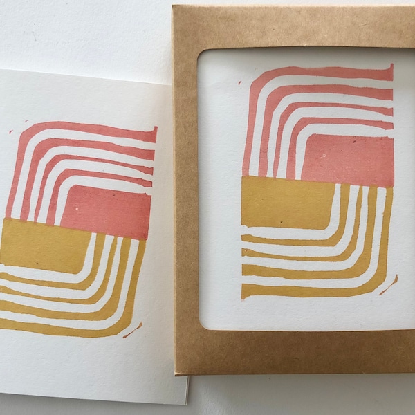 Modern Stripes Greeting Card Set, Handprinted Cards