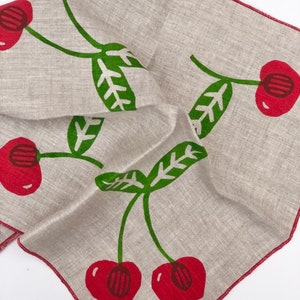 Cherries Linen Napkins, Hand printed fruit napkins image 4