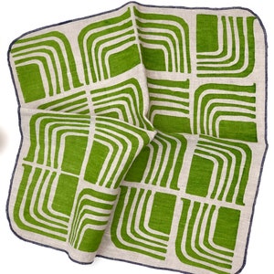 Modern Abstract Hand Printed Napkins, Linen Retro imagem 5