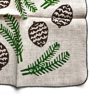 Pine Cone Cloth napkins, linen, botanical ,woodsy gift for nature lover, Christmas table image 4