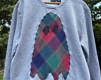 Upcycled Vintage Quilted Design Sweatshirt Größe XL