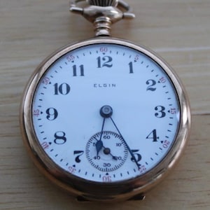 1910s Elgin Gold-Filled Pendant Pocket Watch: Arabic Dial, Runs Well