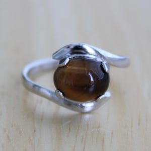 Vintage Vargas Sterling Silver Tiger&#39;s Eye Ring - Mid Century Modern Size 7.5