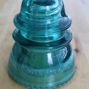 Vintage Hemingray-45 Glass Insulator – Aqua Telephone Line Insulator – Industrial Decor – c.1920s–60s