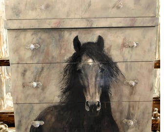 Vestidor de caballos pintado a mano