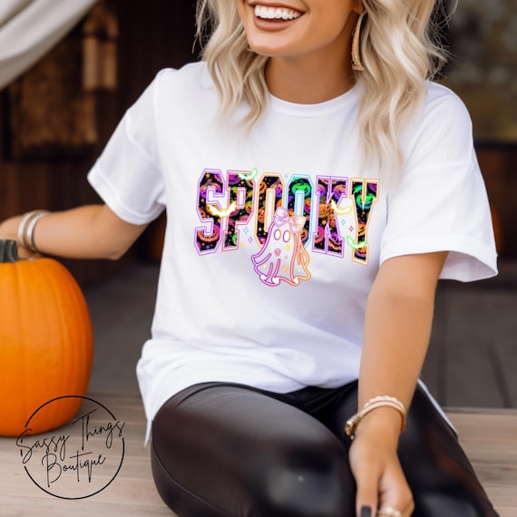 Neon Spooky T-shirt, halloween tee, Fun halloween shirt, Spooky sweatshirt, Halloween Time, Trick or Treat sweatshirt, Neon vibes