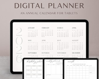 2026 Digital Planner, Minimalist Weekly Monthly iPad Calendar (PDF)