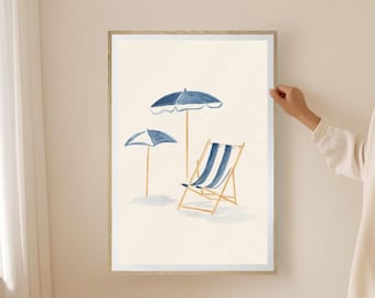 Chic Beach-Themed Poster, Coastal Wall Art, Summer Decor, Nautical Print, Home or Office Decoration