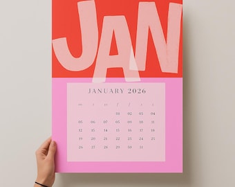 2027 Colorful Typography Wall Calendar, Modern Art Calendar (Digital Download)