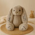 Personalized bunny plush toy with name and birth information – Unique baby cuddly toy, perfect gift for a newborn, christening, or baby shower product logo
