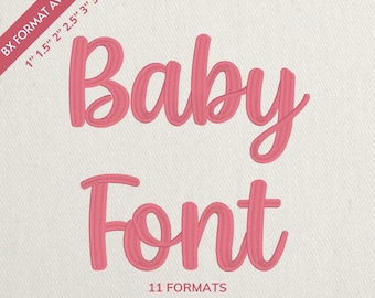 Conjunto completo de fuentes de bordado Baby Script, alfabeto escrito a mano con letras alegres de la A a la Z, letras bonitas para mantas de guardería, diseño de puntadas suaves para ropa de bebé.