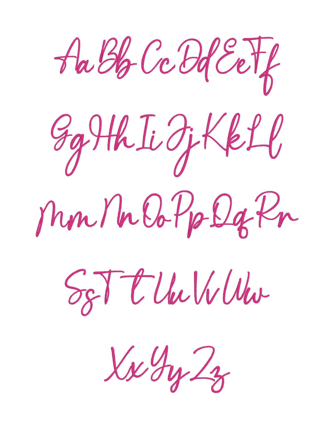 Addi Script Lettering Font Handwritten Script Embroidery Font Bundle 10 Designs, Light Stitch ...