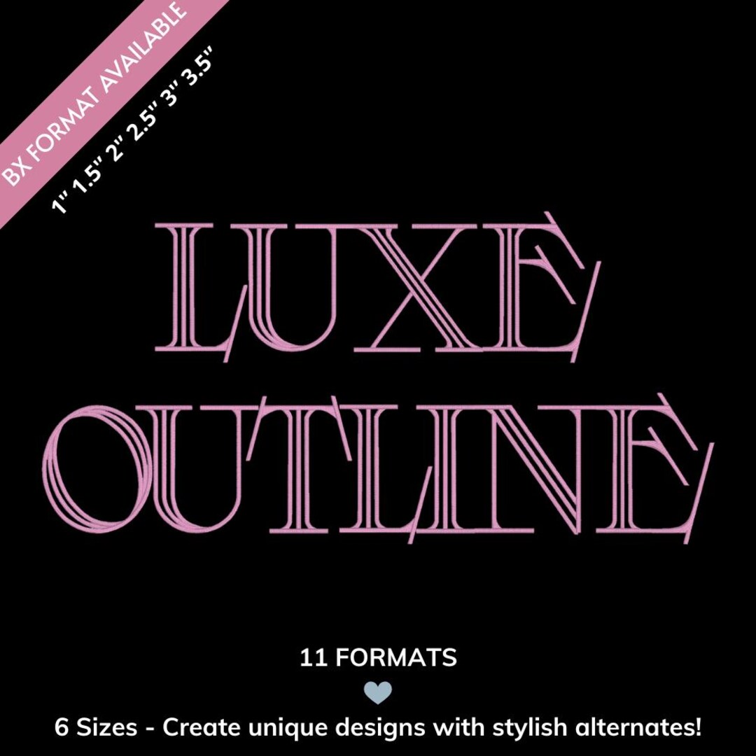 LUXE Cursive Script Embroidery Font Alphabet; 5 Sizes, Instant Download ...
