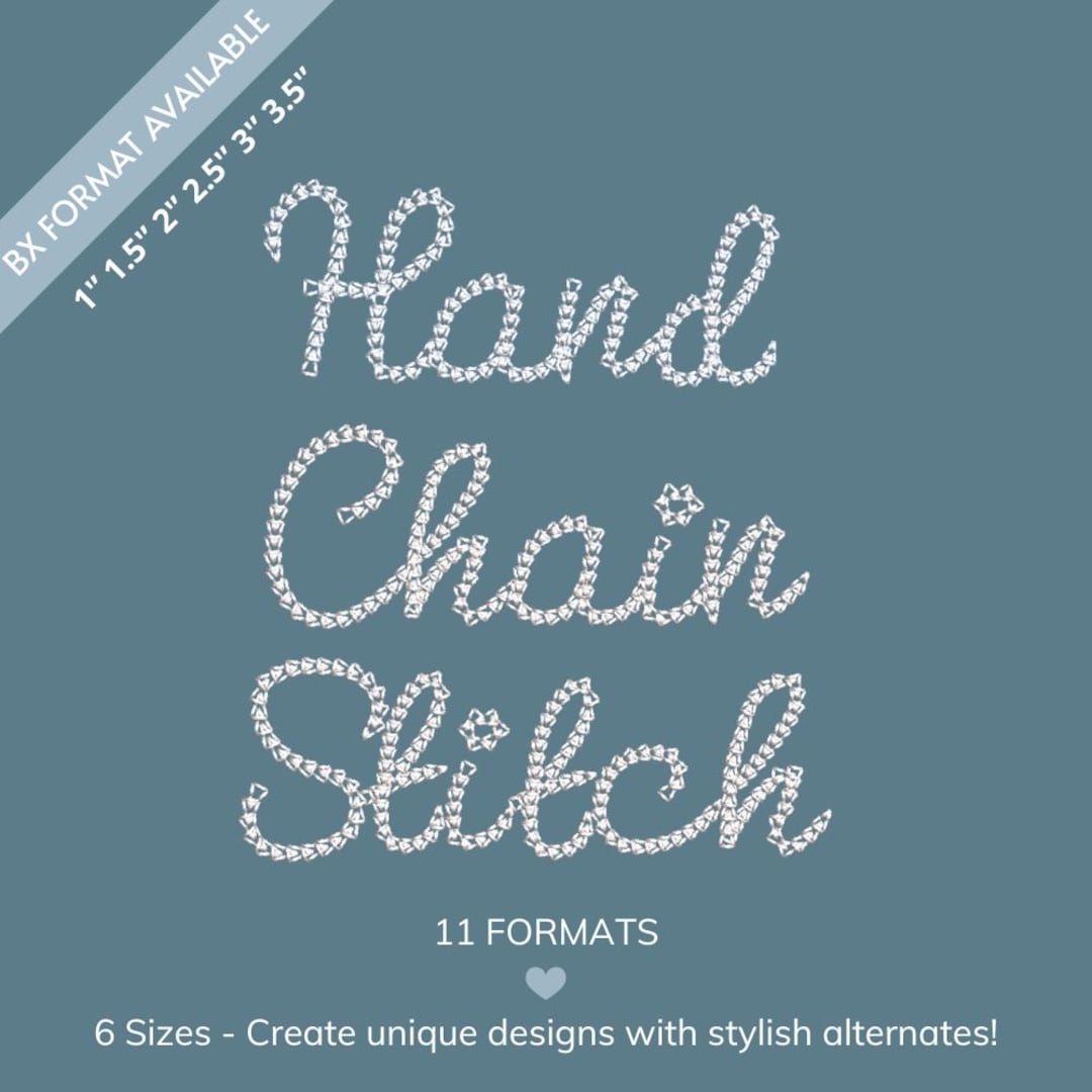 Hand Chain Stitch Embroidery Font, Vintage Handwritten Script Alphabet ...