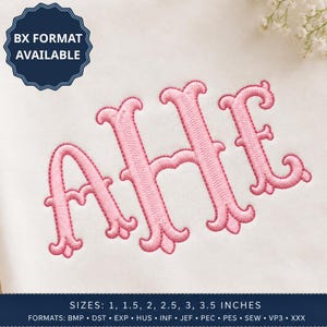 Carattere ricamato a coda di pesce con monogramma, alfabeto iniziale ornato, elegante carattere BX per asciugamani, tovaglioli e biancheria da matrimonio, 6 dimensioni, 11 formati