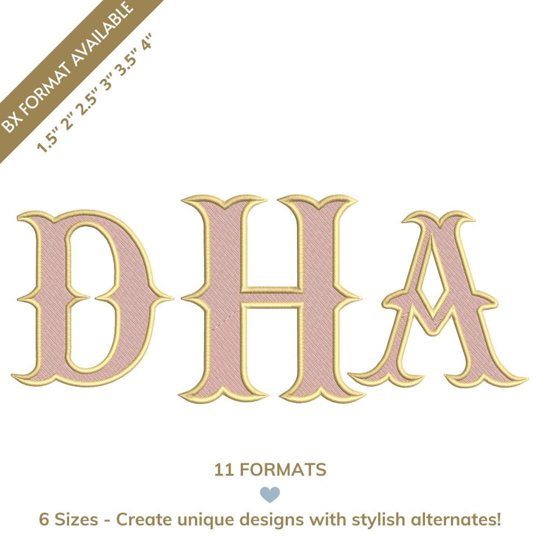 Fishtail 2 Color Monogram Embroidery Font, Shadow Alphabet for Machine ...