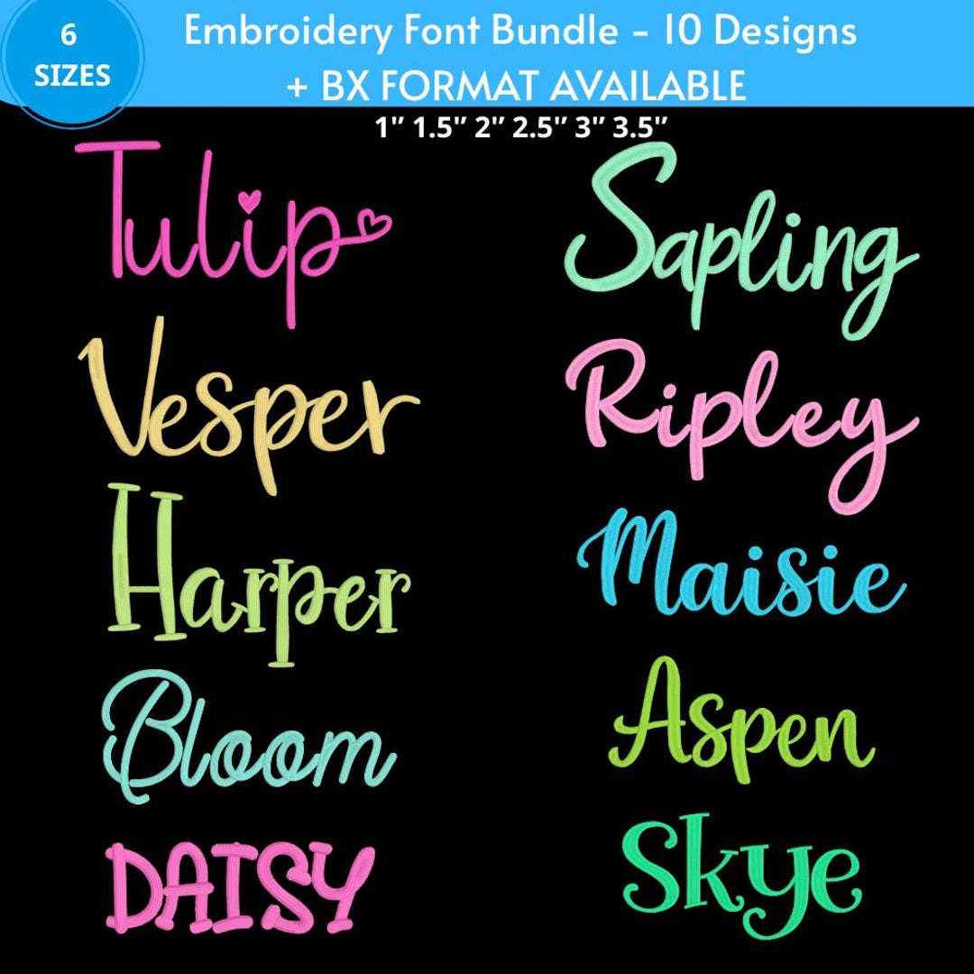 Gift Script Font Embroidery Font Bundle 10 Designs, Modern Handwritten Script Alphabet ...
