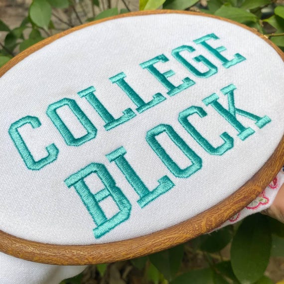 College Block Embroidery Font, Athletic Varsity Alphabet for Machine, Clean Bold Lettering for Sports, BX pes dst jef, A to Z, numbers