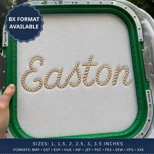 Fuente de bordado Rope Script, fuente BX, alfabeto náutico para nombres, letras para bordado a máquina en toallas de playa