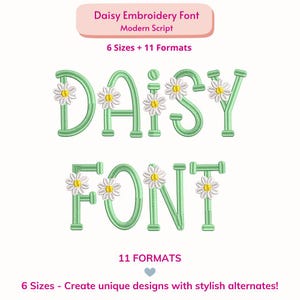 Daisy Flower Embroidery Font, Retro 70s Alphabet with Groovy Daisies, Spring Floral Machine Embroidery Design, Full Lettering Set