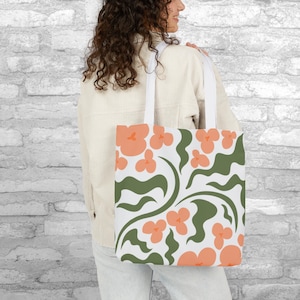 Floral Canvas Einkaufstasche mit 5-Farb-Riemen, umweltfreundliche Einkaufstasche, Buchtasche, Sommer-Picknick-Tasche, Geschenk für Sie