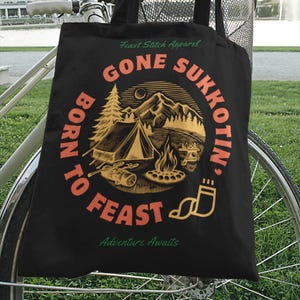 Kids Sukkot Celebration Tote Bag, Gone Sukkotin Cotton Tote Bag - Born to Feast Sukkot Carry-All | Hebrew Feast of Tabernacles Bag