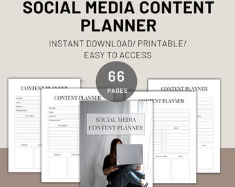 Planificateur de contenu pour les médias sociaux | Planificateur de marketing numérique pour petites entreprises, créateurs et entrepreneurs | PDF imprimable