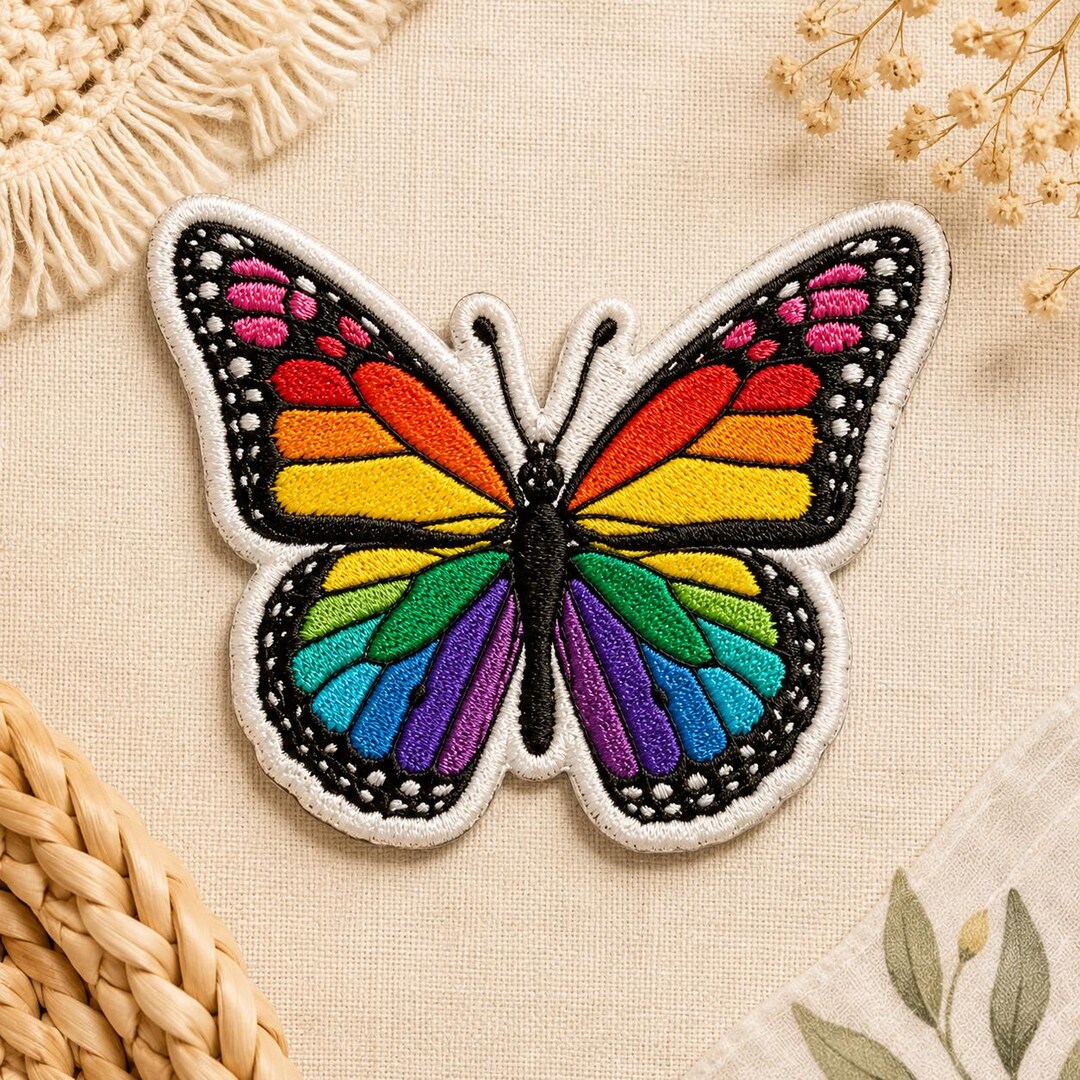 Pride Insects Custom Embroidered Rainbow Butterfly Patch Iron on Applique Colorful ...