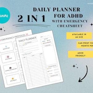 ADHD Daily Planner Printable Set: Focus & Energy Tracker (Digital Download)