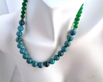 Green Jade Beaded Necklace and Earring Set: Bridesmaid Jewelry