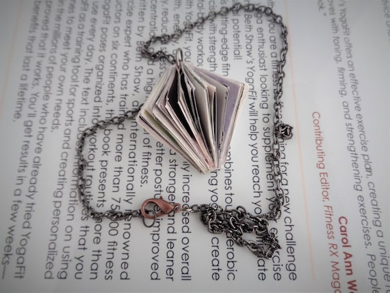 Triangle Book Pendant Necklace, Recycled Triangle Pendant, Pendant Necklace, Upcycled Pendant Necklace, Fashion Accessory, Women Accessories