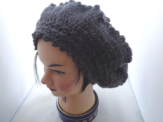 Charcoal Dreadlock Beanie Hat – Victorian Crochet Winter Hat, Cozy Women’s Head Warmer, Fall & Winter Accessory, Gift for Her