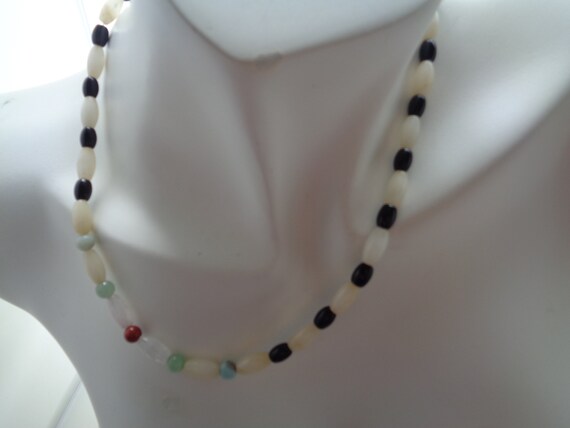 Olive Jade and Jasper Necklace Set | Black Onyx Beaded Jewelry | Elegant Handmade Earrings & Necklace | Classic Women’s Fashion Accessories”