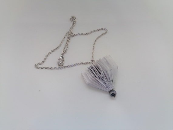 Whimsical Hedgehog Pendant Necklace with Eco-Friendly Book Pages - Minimalist Pendant Necklace, Recycled Book Pages Jewelry, Fashion Jewelry