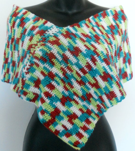 Colorful Crochet Capelet -Spring Color Crochet No Tassel Capelet Shrug - Multicolor Shoulder Wrap - No Tassel Capelet Shrug - by lanesamarie