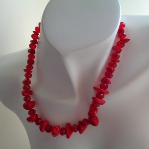 Natural Red Sea Coral Necklace Red Faceted Crystal Necklace, Crystal Gemstone Beaded Necklace Valentine Gift Idea Women Accessories image 3