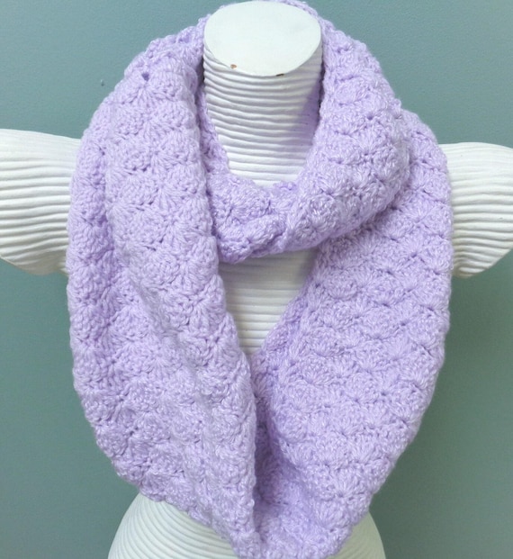 Lavender Infinity Scarf - Lilac Crochet Scarf - Pastel Eternity Scarf - Neckwarmer - Lilac Neckwrap - Women Accessories - by lanesamarie