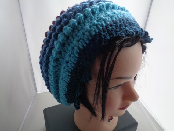 Multi colored Slouchy Beanie Hat, Crochet & Knit Winter Hat, Cold Weather Accessory, Skull Dress, Slouchy Hat, Winter Hat, Gift for her