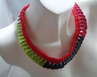 Handmade Crochet Soda Tab Necklace: Upcycled Festival Choker